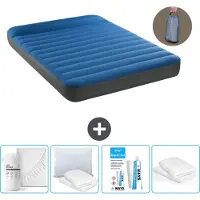Intex Luchtbed - Twijfelaar - 137 x 191 x 22 cm - Blauw - Inclusief pomp - Hoeslaken - Kussen - Reparatieset en Kussenbeschermer