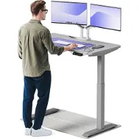 Desktronic HomeOne Zit-sta Bureau Elektrisch In Hoogte Verstelbaar, 120x60cm, Grijs/Grijs, Stille Dubbele Motor, Hoogte 72-119cm