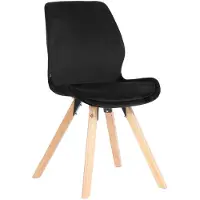 CLP Essstoel Luna, modern design, frame in natuurlijke kleur, beklede zitting in zwart, materiaal: fluweel
