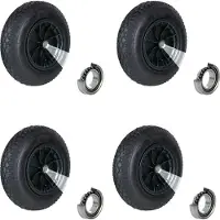 Baumarktplus TRUTZHOLM 4x Kruiwagenwiel 4.80 / 4.00-8 4PR - Heavy-Duty Luchtband met As - Set van 4 Pneumatisch Reservewiel Stalkruiwagen
