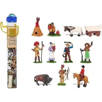 Safari Ltd. Wild West TOOB - 10 Figuren: Indianentent, Stier, Wagen, Buffel, Chief, Cowboy, Rijdende Cowboy, Paard