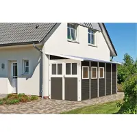 Karibu tuinhuis, berging, Wandlitz, kleur: terragrond, afmetingen: 181x442x230 cm