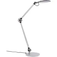 LINDBY LED-bureaulamp Nyxaris, dimbaar, alu / grijs / zink, Werkkamer / Kantoor, Kunststof, Modern, LED bureaulamp