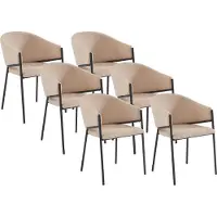 Vente-unique Set van 6 stoelen met stoffen en metalen armleuningen - Beige - ORDIDA - van Pascal Morabito
