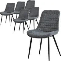 ML-Design Eetkamerstoel set van 6 antraciet met kunstlederen bekleding en stalen poten Keukenstoel met rugleuning ML design