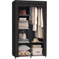 Brixy Kledingkast - Garderobekast - Kleerkast - Opvouwbaar - Stoffen Vouwkast - Campingkast - 88 x 45 x 168 cm - Zwart