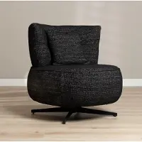 Livin24 Fauteuil Fallon draaibaar gemêleerde stof zwart