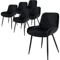ML-Design Eetkamerstoel Diadema velvet set van 6 | fluweel zwart 54x84x60 cm eetkamerstoelen | NADUVI