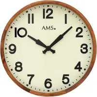 AMS Wandklok Hout met glas 9535