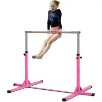 HOMCOM gymnastiekstang - 13-traps hoogteverstelling - stabiel - roze
