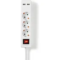 Nedis Stekkerdoos met USB | | 1.5 meter (3-voudig, Schakelaar)