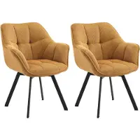 CLP Jordi Set van 2 eetkamerstoelen - Met armleuning - Metaal frame - Ribstof/oranje