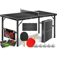 Kesser Mini Tafeltennistafel 153×76,5 cm – Inklapbaar – Incl. Batjes, Ballen & Net – Pingpongtafel