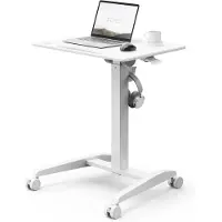 Sense7 - Bureau op wielen - Mobiel bureau - 70cm x 52cm - Kantelbaar tafelblad - Hoogte verstelbaar - Groot werkgebied - Modern en minimalistisch - Wit