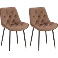 CLP Wallace Set van 2 eetkamerstoelen - Zonder armleuning - Metalen frame - Vloerbeschermers - Velvet - Fluweel/bruin