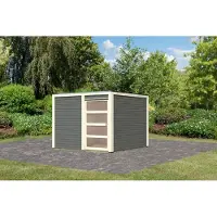 Karibu tuinhuis, berging, model Qubic 2, kleur: terragrau, afmetingen: 276x276x214 cm