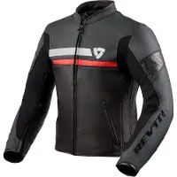 REV'IT! Revit Mile motorjas, leren, zwart/wit/rood, maat 56