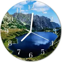 Tulup Wandklok - Morskie Oko Moderne Glazen Wandklok - 30fi cm - Blauw Wandklok Glas Met Motief - Witte Handen - Ronde Wandklok - Wandklok Glas Decoratie - Gekleurde Glazen Klok