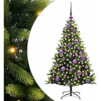 Syfax Kunstkerstboom met scharnier 150 LEDs Groen 120 cm PVC en PE