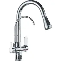 OEM Keukenmengkraan, duurzame messing constructie, bediening met twee hendels, chroom