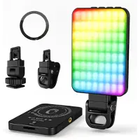 Zelurxx Draagbaar RGB LED-videolamp, 2000mAh, magnetisch, dimbaar, USB-C, werklamp, meerkleurig, zwart