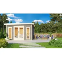 Karibu tuinhuis, tuinhuis, Radeburg 2, terra-grijs, 369x309x229,5 cm