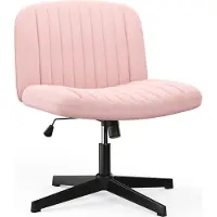 Bigzzia Bureau stoel zonder armleuningen - Kantoelstoel met stoffen bekleding - Leestoel met brede zitting voor kruissit - Wiegfunctie - In hoogte verstelbaar - 360° draaistoel voor thuis - Roze