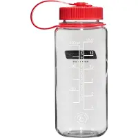 Nalgene - Wide Mouth Bottle - drinkfles - waterfles - lekvrij - 500ml - BPA free - SUSTAIN - Clear/Red Cap