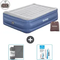 Bestway luchtbed - 2 personen - 152 x 203 x 56 cm - Grijs/Blauw - Inclusief accessoires
