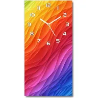 Tulup Wandklok - Kleurrijke golven Wandklok Glas Met Motief - 30x60 cm - Veelkleurig Decoratieve Glazen Klok - Witte handen - Rechthoekige Klok - Gekleurde Glazen Klok - Glazen Klok Met Print