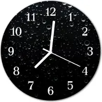 Tulup Wandklok - Druppels Wandklok Glas Met Motief - 30fi cm - Zwart Decoratieve Glazen Klok - Witte Handen - Ronde Wandklok - Decoratieve Glazen Klok - Glazen Wandklok Design