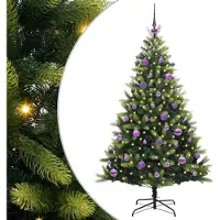 Syfax Kunstkerstboom met scharnier 150 LEDs Groen 150 cm PVC en PE
