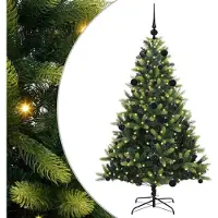 Syfax Kunstkerstboom met scharnier 150 LEDs Groen 150 cm PVC en PE