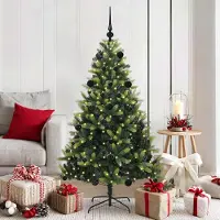 Prolenta Maison Exclusive - Kunstkerstboom met vlammende lichteffect, 150 LED's, groen, 150 cm