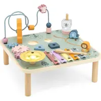 PolarB Houten Activiteitentafel Baby - Multifunctionele Speeltafel met Vormenstoof, Kralenbaan, Tandwielen en Muziekinstrumenten - Educatief Speelgoed vanaf 18 Maanden