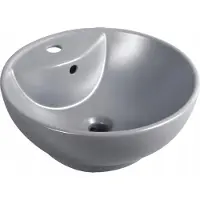 Novoterm Wastafelblad, 46x18 cm, rond, grijs, semi-mat, met overloop