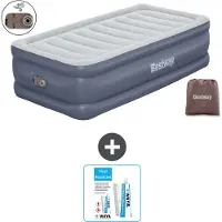 Bestway opblaasbare luchtbed - 1 persoon - 97 x 191 x 51 cm - Grijs - Inclusief accessoires