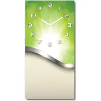 Tulup Wandklok - Groene abstractie Glazen Klok Met Print - 30x60 cm - Groente Wandklok Glas Met Motief - Witte handen - Rechthoekige Klok - Wandklok Glas Decoratie - Gekleurde Glazen Klok
