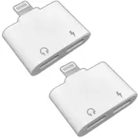Eaxus 2-delige Lightning audio- en oplaadadapter voor iPhone | 2-in-1 splitter voor muziek en opladen | Dubbele Lightning-adapter, wit
