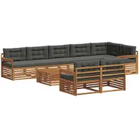 vidaXL Buiten bank set 9 st Natuurlijk en Antraciet