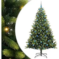 Syfax Kunstkerstboom met scharnier 300 LEDs Groen 210 cm PVC en PE