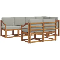 vidaXL Buiten bank set 7 st Natuurlijk en Licht Grijs