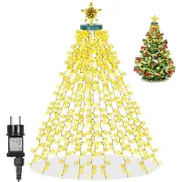 Lapamax Kerstverlichting voor binnen, 3 meter lang, met 490 LED's. Kerstverlichting met 8 verschillende lichtstanden en een timer. Warme witte kerstverlichting met 16 lichtkettingen