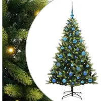 Syfax Kunstkerstboom met scharnier 150 LEDs Groen 150 cm PVC en PE