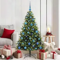 Prolenta Maison Exclusive - Kunstkerstboom met vlammende lichteffect, 150 LED's, groen, 150 cm
