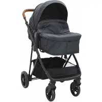 Syfax Kinderwagen 2-in-1 staal antracietkleurig en zwart