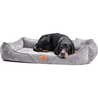 Tierlando Orthopedisch hondenbed TYSON | Knus en zacht XXL hondenbank - Afmetingen: 130x100cm | Kleur: 06 Grijs