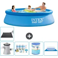 Intex Rond Opblaasbaar Easy Set Zwembad - 305 x 76 cm - Blauw - Inclusief Pomp - Onderhoudspakket - Filter - Grondzeil - Solar Mat - 6-delig