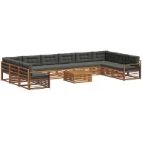 vidaXL Sofa-Sets 11 st Natuurlijk en Antraciet Massief Acacia Hout
