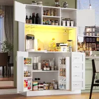 STILVORA Dressoirkast - Met Ledverlichting En Grote Opbergruimte - Met 4 Deuren En 2 Lades Voor Keuken En Woonkamer - MDF - Wit - 120x40x188 Cm